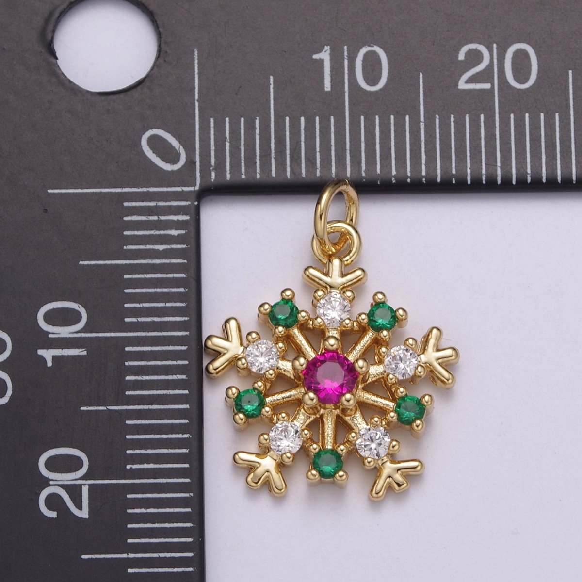 22.6x16.7mm Gold Filled Snowflake Pendant, Silver Charms , Micro Pave Snowflake , Cz Jewelry, Cubic Zirconia Winter Snow CharmC-304 C-305