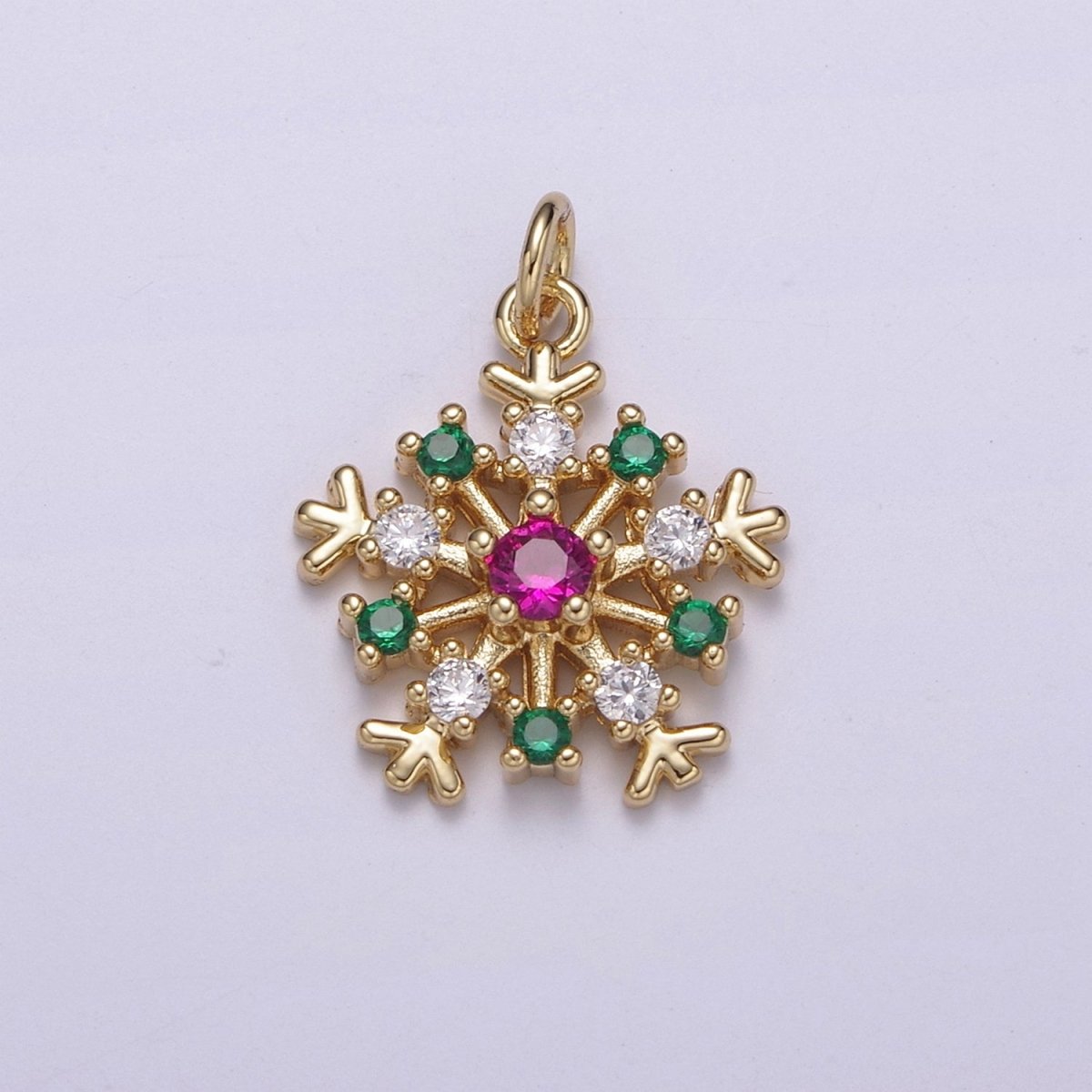 22.6x16.7mm Gold Filled Snowflake Pendant, Silver Charms , Micro Pave Snowflake , Cz Jewelry, Cubic Zirconia Winter Snow CharmC-304 C-305
