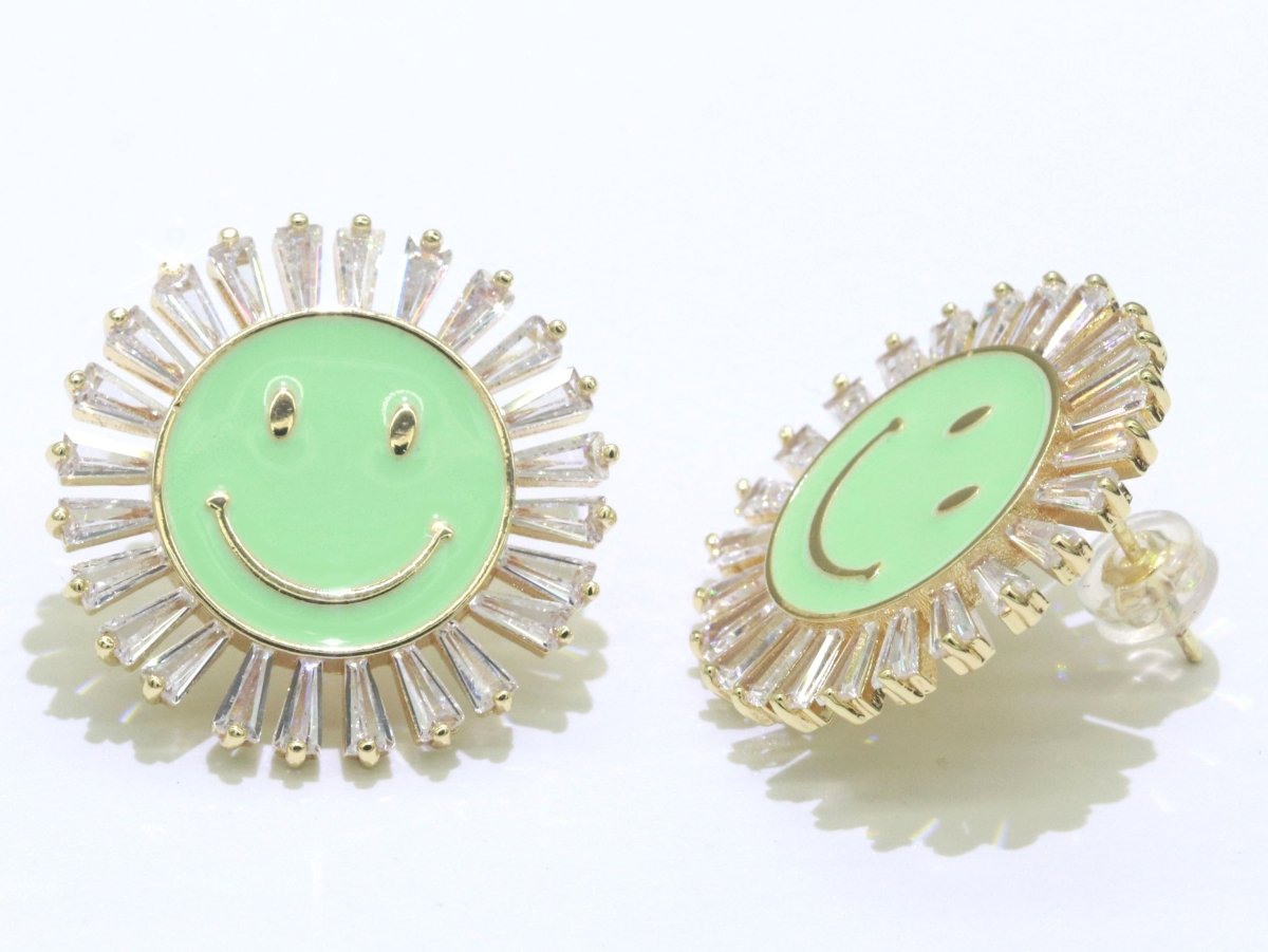 23mm Stud Enamel Smiley Face Stud Earrings Y2K 90S 1990's Cute Earring Harajuku Kawaii Pastel Happy Face Earring for Gift P173