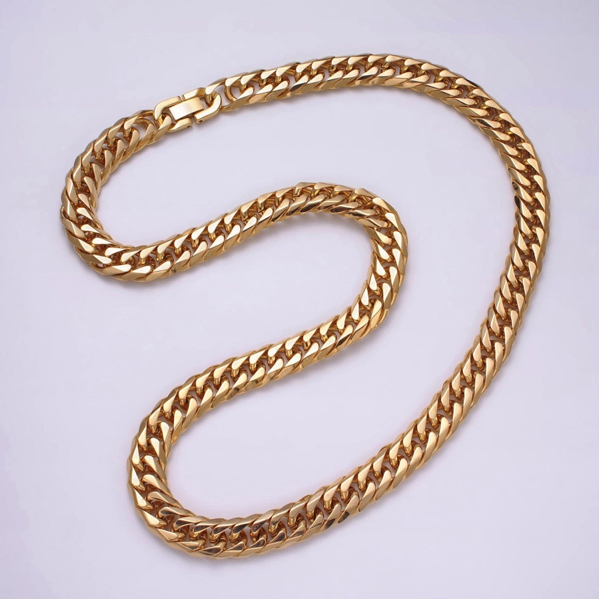 24.5 Inch Gold Cuban Curb Chain, Stainless Steel Heavy Flat Miami Cuban Curb for Men Necklace 8mm, 10mm, 12mm | WA-1717 to WA-1718 Clearance Pricing