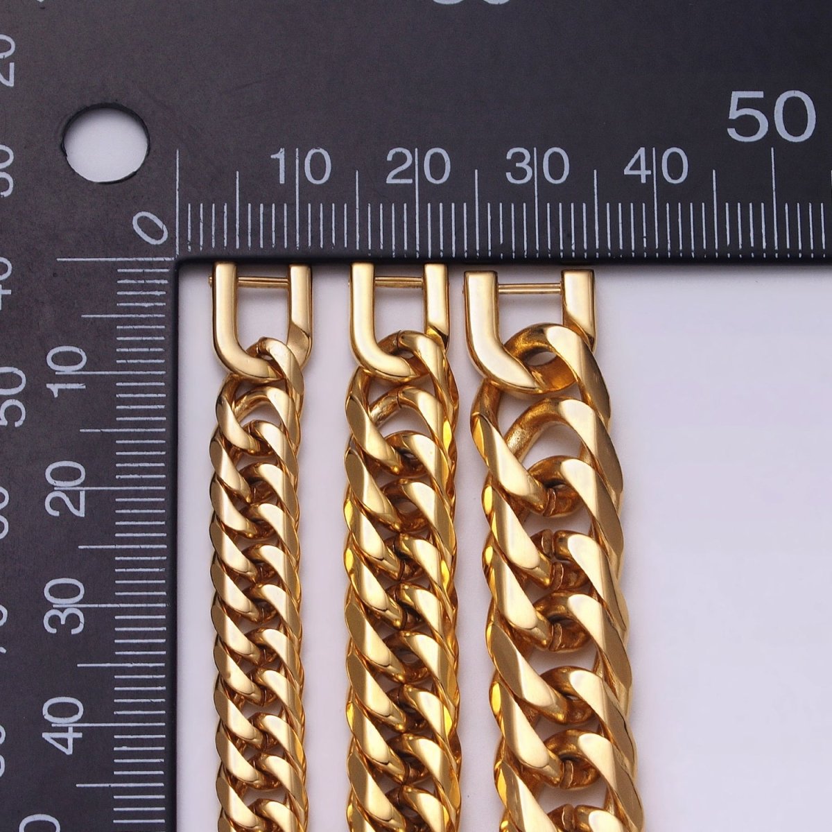 24.5 Inch Gold Cuban Curb Chain, Stainless Steel Heavy Flat Miami Cuban Curb for Men Necklace 8mm, 10mm, 12mm | WA-1717 to WA-1718 Clearance Pricing