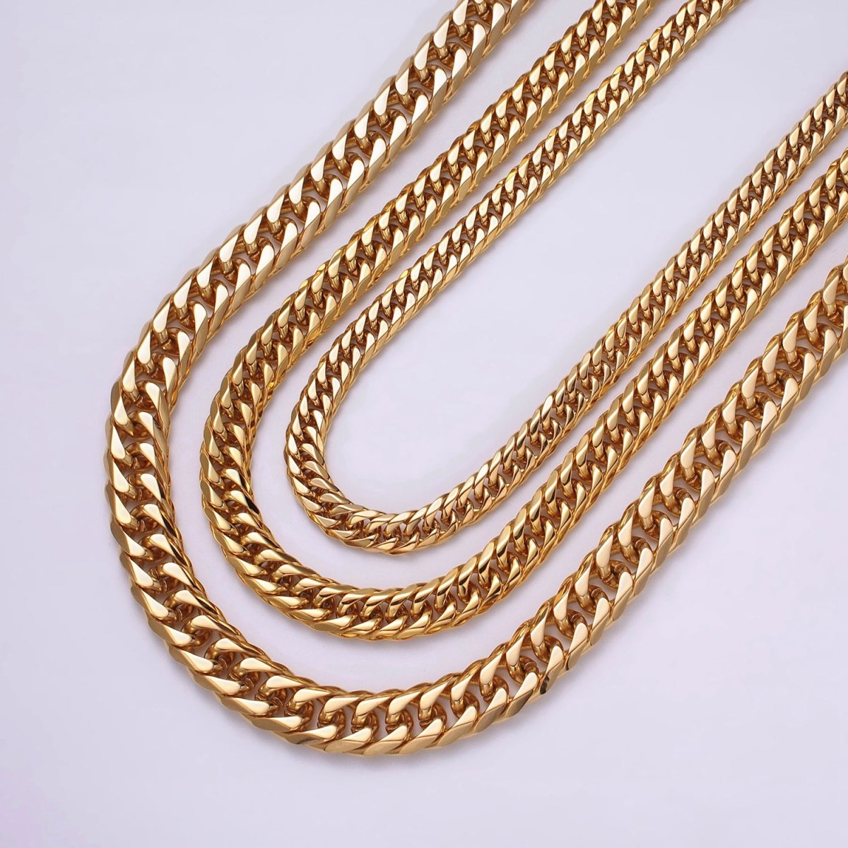 24.5 Inch Gold Cuban Curb Chain, Stainless Steel Heavy Flat Miami Cuban Curb for Men Necklace 8mm, 10mm, 12mm | WA-1717 to WA-1718 Clearance Pricing