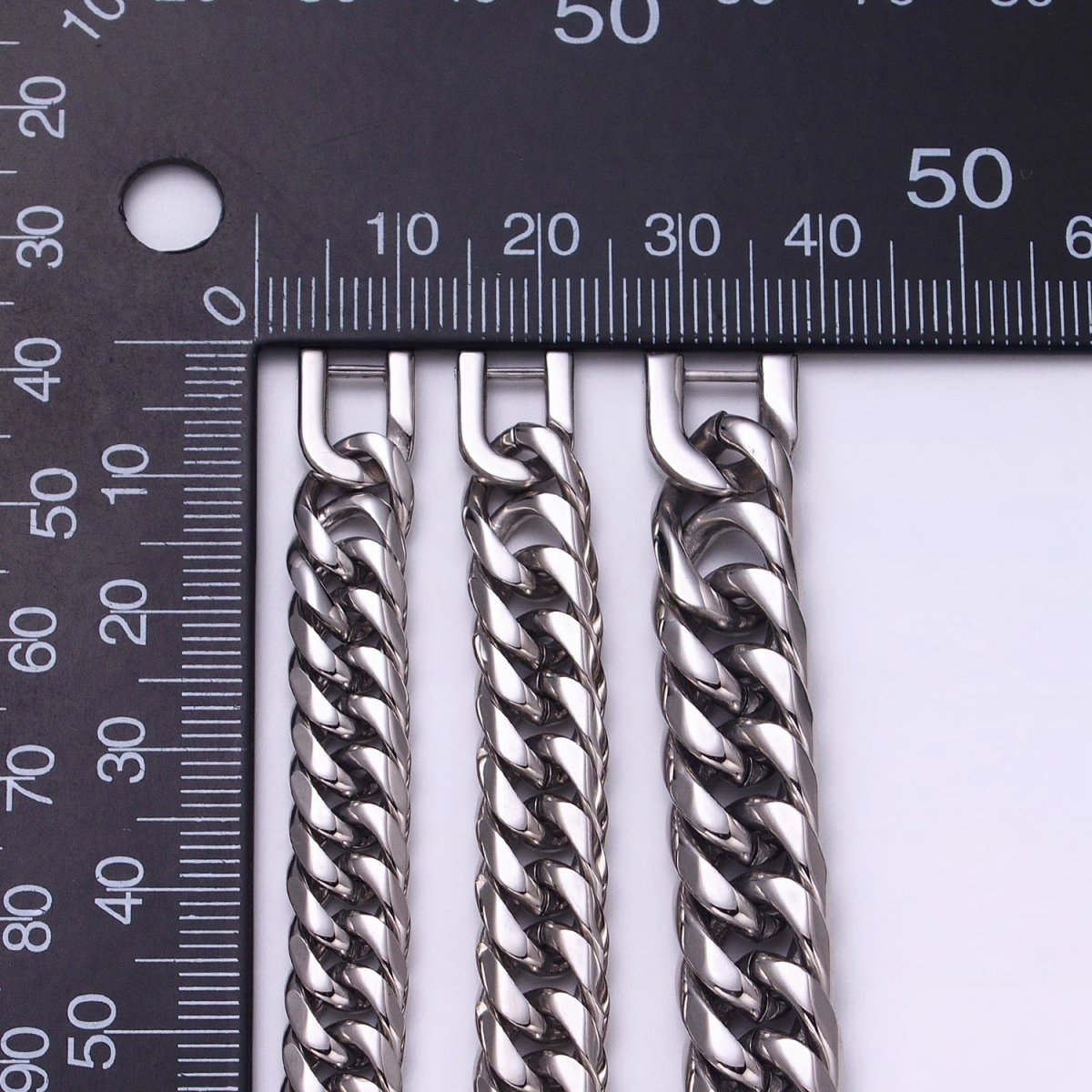 24.5 Inch Silver Cuban Curb Chain, Stainless Steel Heavy Flat Miami Cuban Curb for Men Necklace 8mm, 10mm, 12mm | WA-1723 WA-1724 WA-1725 Clearance Pricing