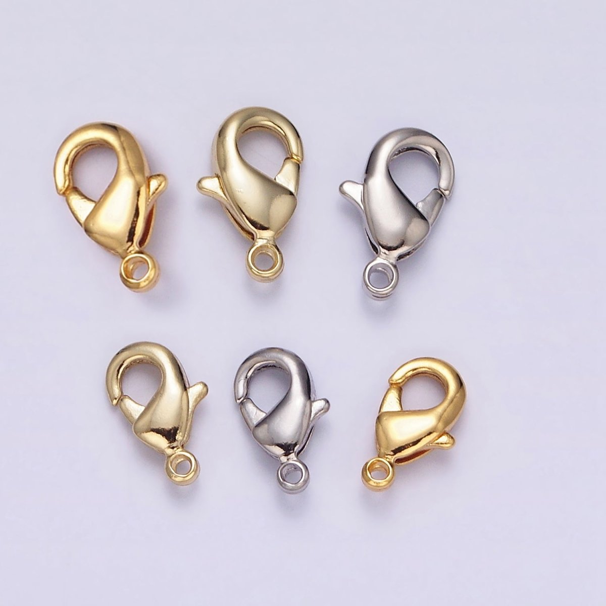 24k, 14k, White Gold Filled 8mm, 9.5mm Lobster Claw Clasps Closure Jewelry Making Supply in Gold & Silver | Z-413 - Z-418