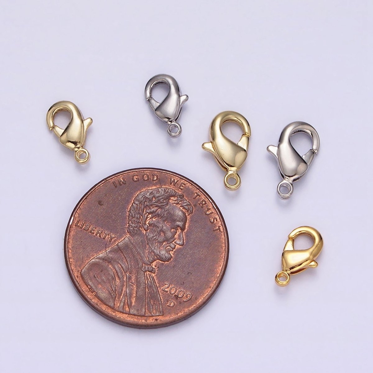 24k, 14k, White Gold Filled 8mm, 9.5mm Lobster Claw Clasps Closure Jewelry Making Supply in Gold & Silver | Z-413 - Z-418