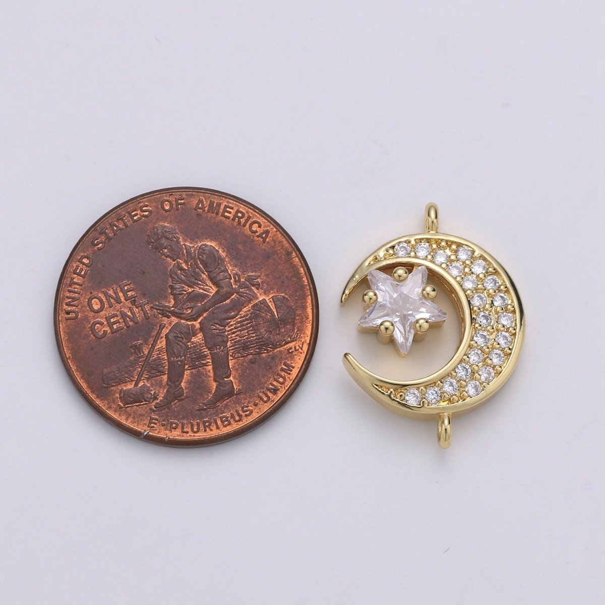24K Dainty Gold Filled Celestial Moon and Star Connectors F-525 F-526