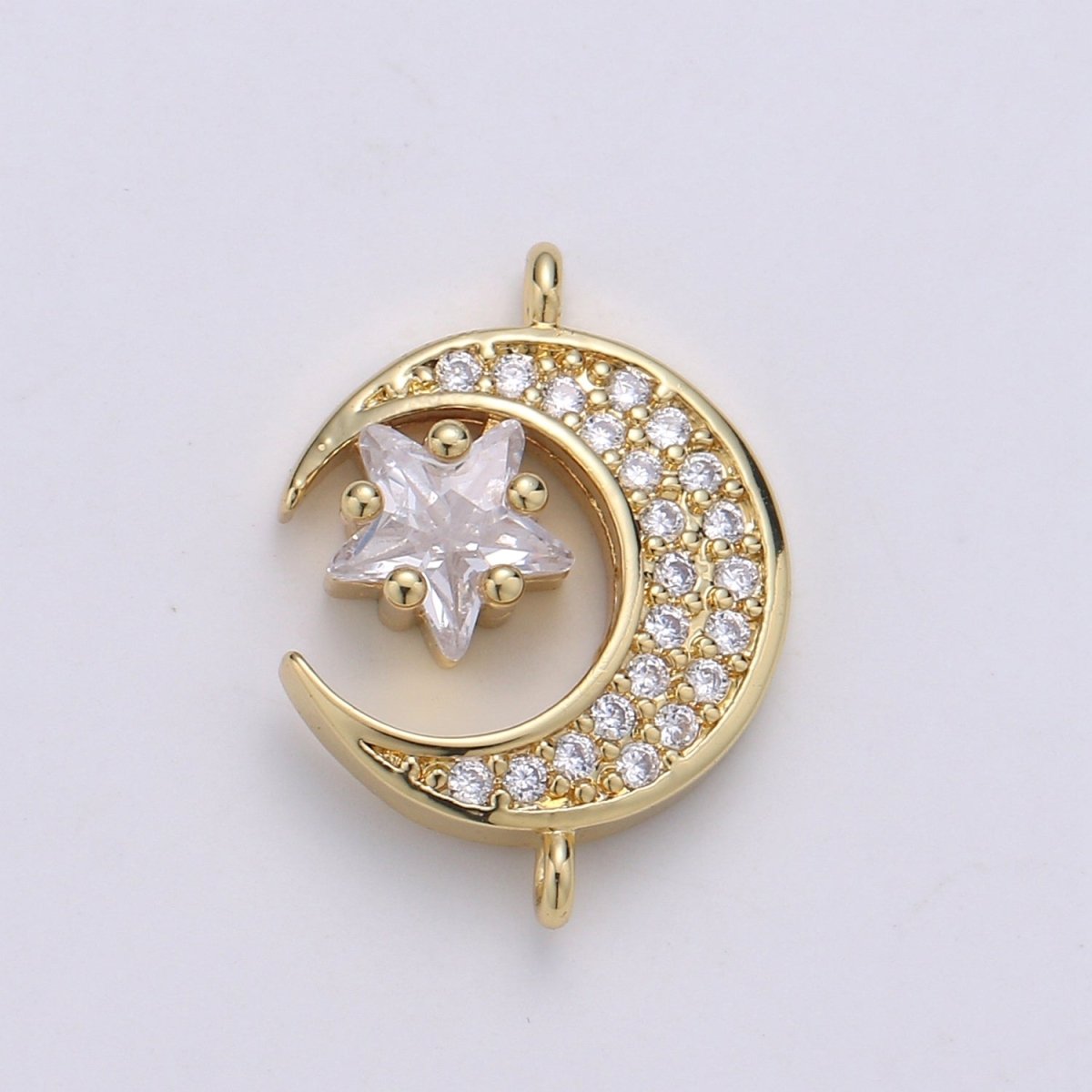 24K Dainty Gold Filled Celestial Moon and Star Connectors F-525 F-526
