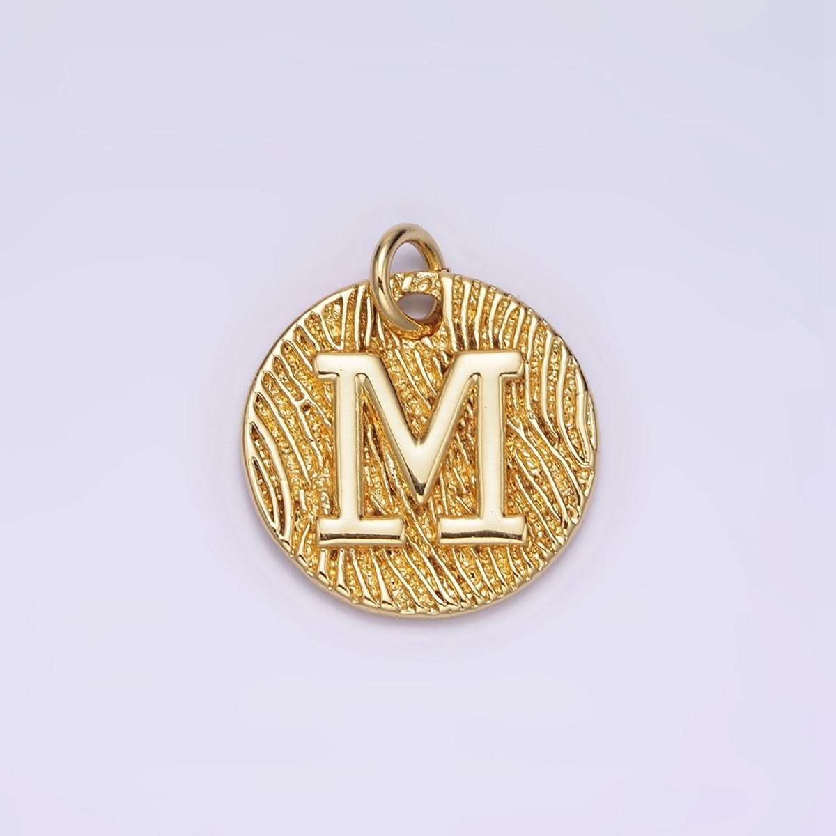 24K Gold Alphabet Charms, English Letter Pendants 15mm Initial Coin Pendants | A-A1119-A-A1131