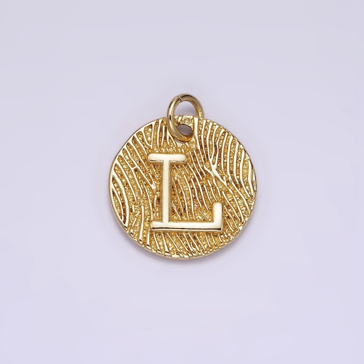 24K Gold Alphabet Charms, English Letter Pendants 15mm Initial Coin Pendants | A-A1119-A-A1131