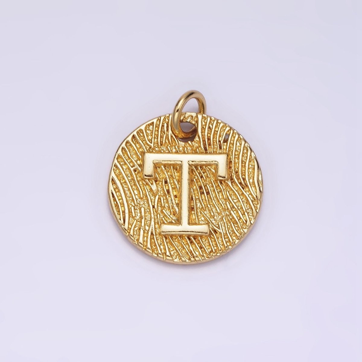 24K Gold Alphabet Charms, English Letter Pendants 15mm Initial Coin Pendants | A-A1119-A-A1131