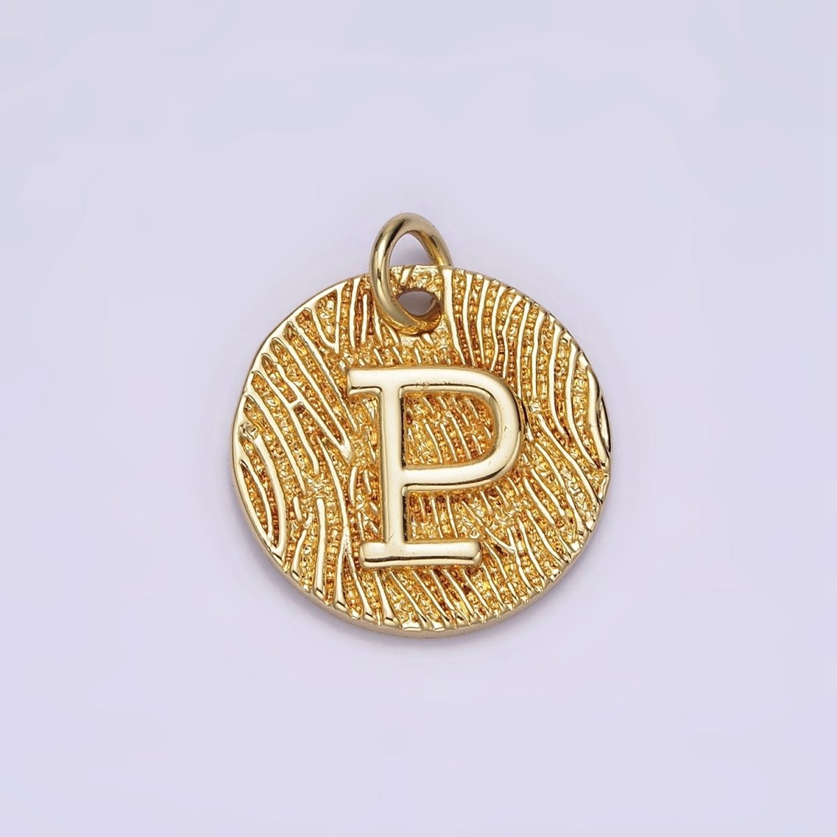 24K Gold Alphabet Charms, English Letter Pendants 15mm Initial Coin Pendants | A-A1119-A-A1131