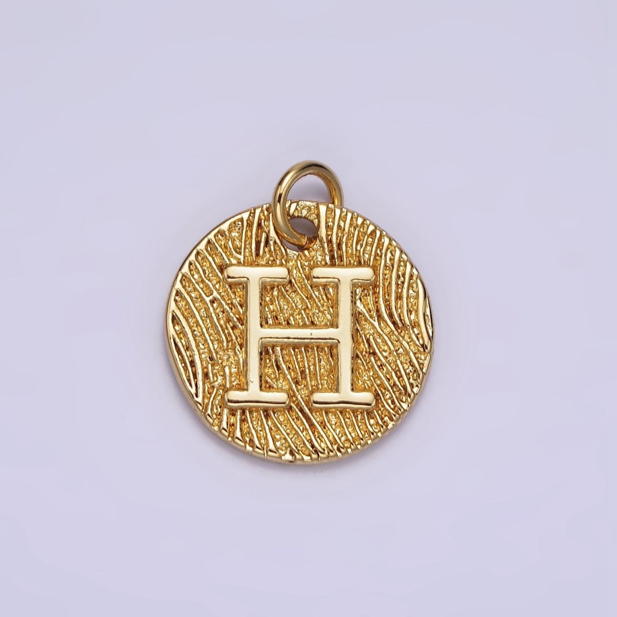 24K Gold Alphabet Charms, English Letter Pendants 15mm Initial Coin Pendants | A-A1119-A-A1131