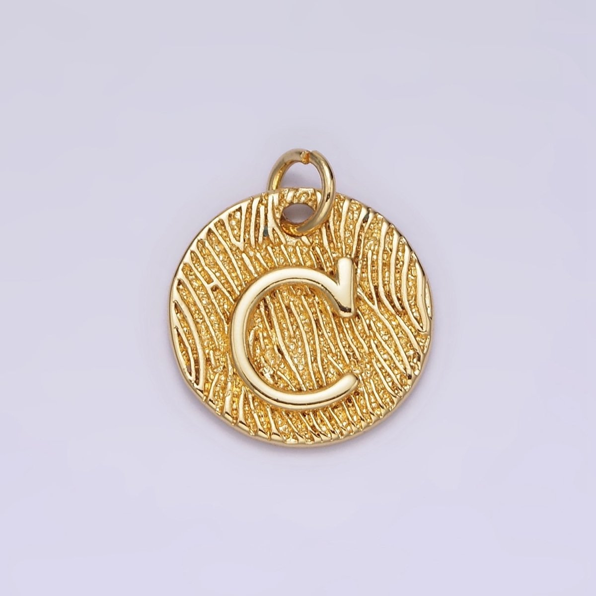 24K Gold Alphabet Charms, English Letter Pendants 15mm Initial Coin Pendants | A-A1119-A-A1131