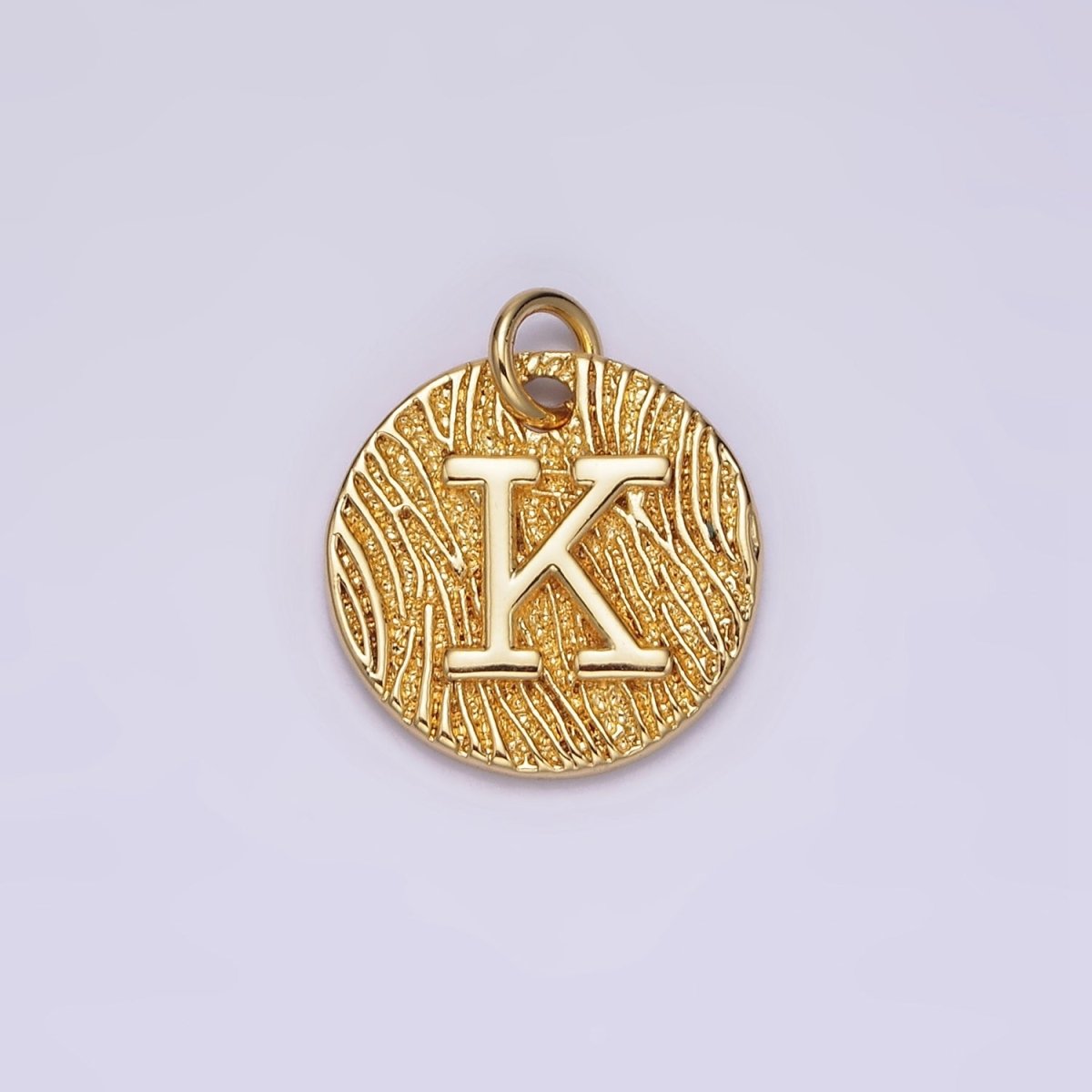 24K Gold Alphabet Charms, English Letter Pendants 15mm Initial Coin Pendants | A-A1119-A-A1131