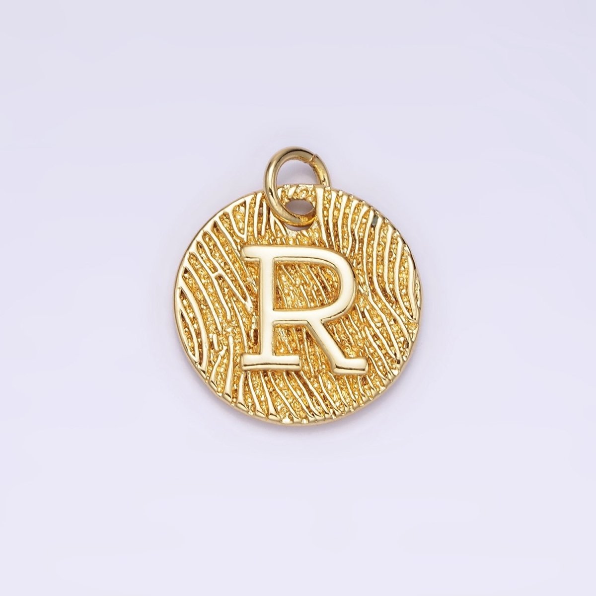 24K Gold Alphabet Charms, English Letter Pendants 15mm Initial Coin Pendants | A-A1119-A-A1131