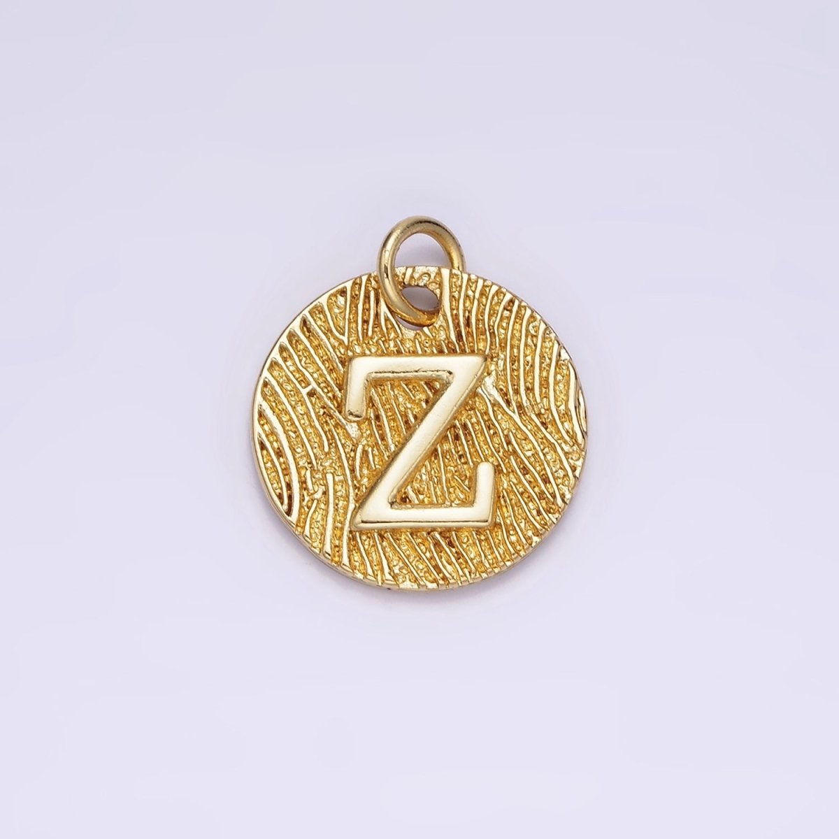 24K Gold Alphabet Charms, English Letter Pendants 15mm Initial Coin Pendants | A-A1119-A-A1131