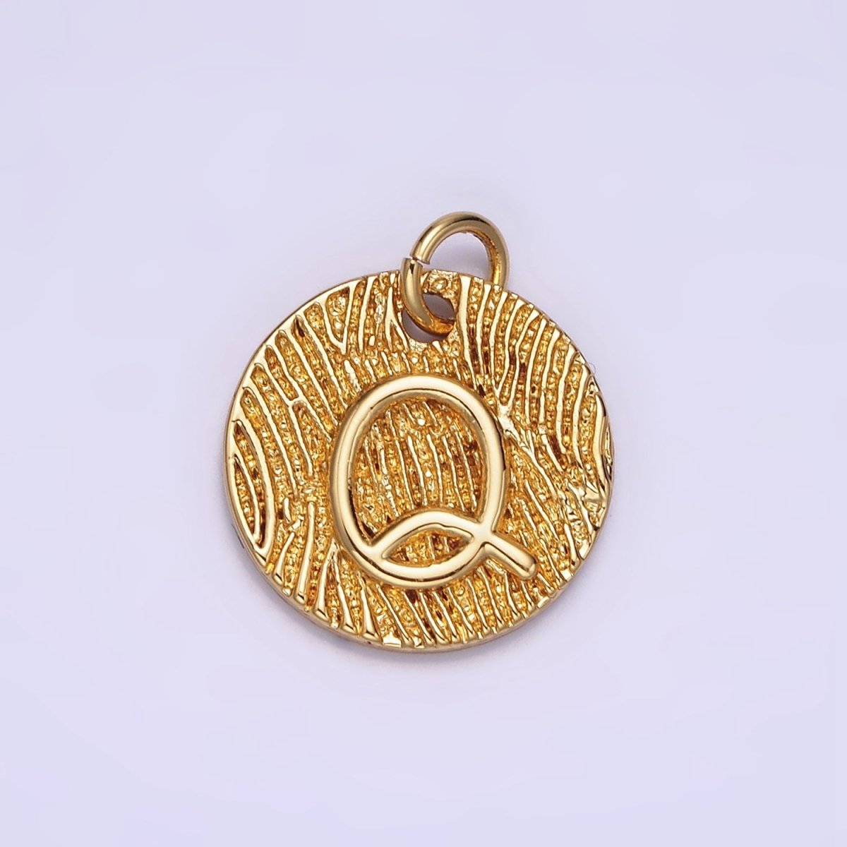 24K Gold Alphabet Charms, English Letter Pendants 15mm Initial Coin Pendants | A-A1119-A-A1131