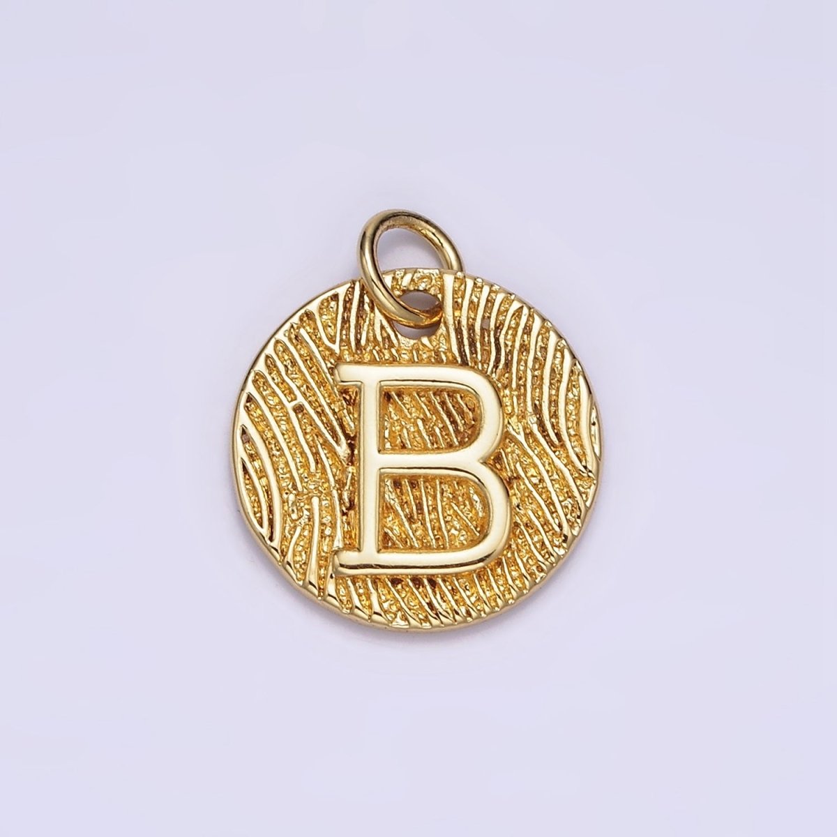 24K Gold Alphabet Charms, English Letter Pendants 15mm Initial Coin Pendants | A-A1119-A-A1131