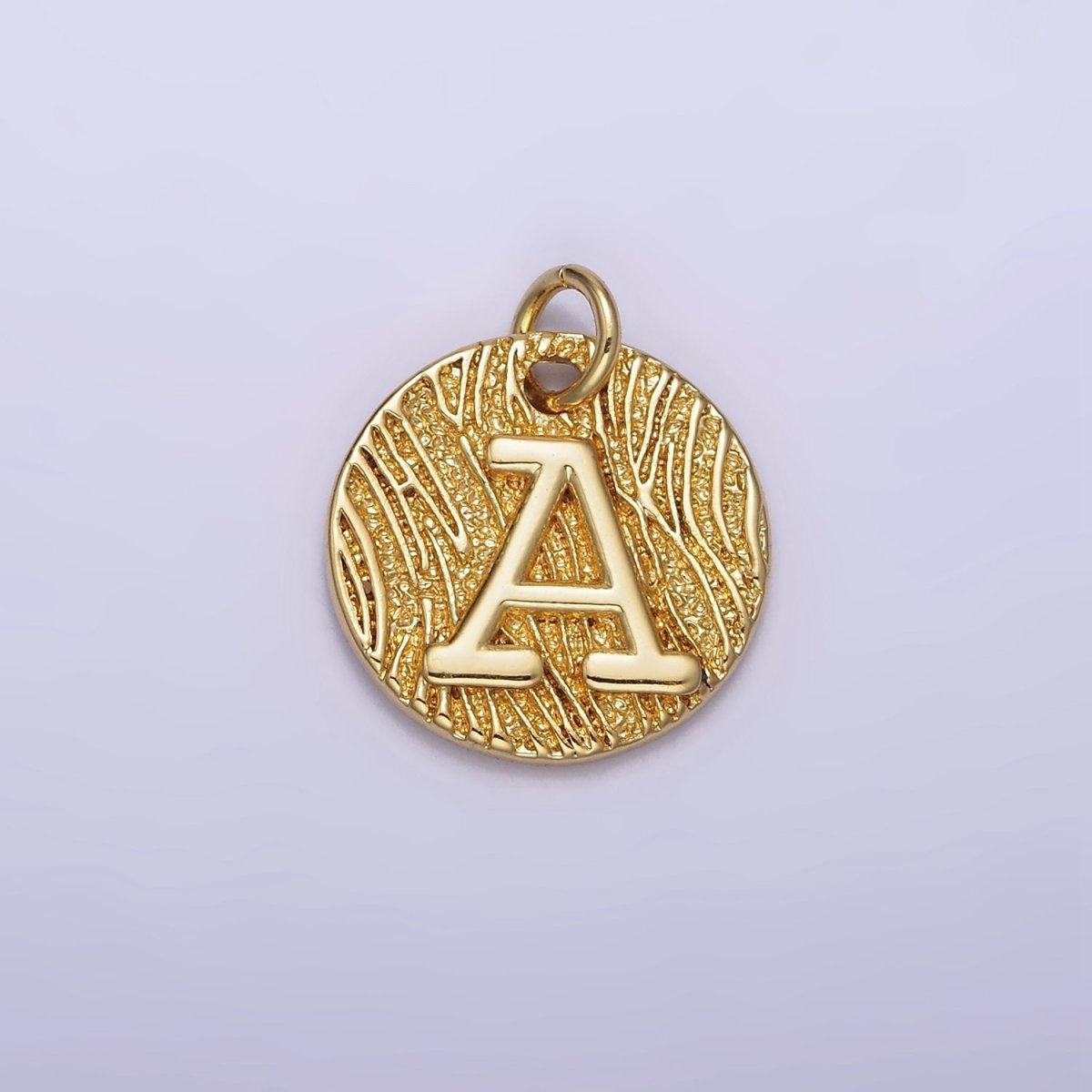24K Gold Alphabet Charms, English Letter Pendants 15mm Initial Coin Pendants | A-A1119-A-A1131