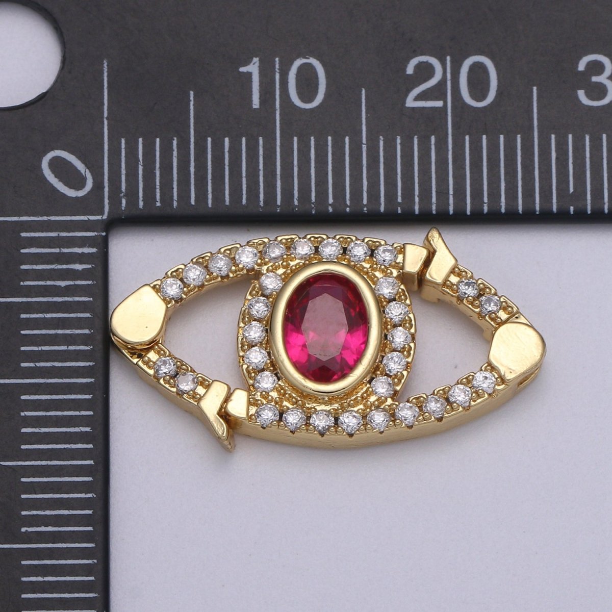 24k Gold CZ Micro Pave Clasp Evil Eye Lock Clasp, Interlock Micro pave Clasp Fastener for Bracelet Necklace Connector Clasp K-332 K-333 K-334
