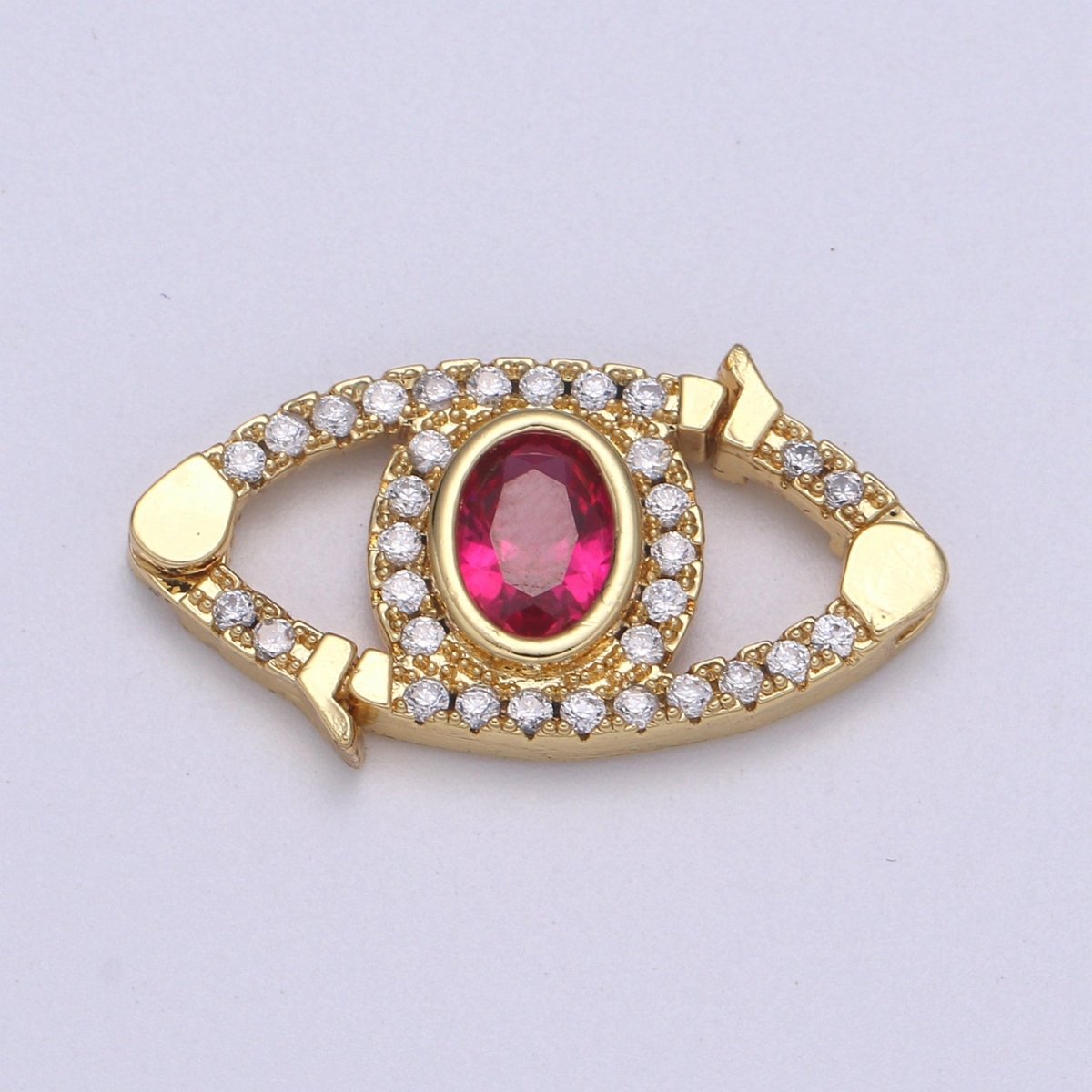 24k Gold CZ Micro Pave Clasp Evil Eye Lock Clasp, Interlock Micro pave Clasp Fastener for Bracelet Necklace Connector Clasp K-332 K-333 K-334