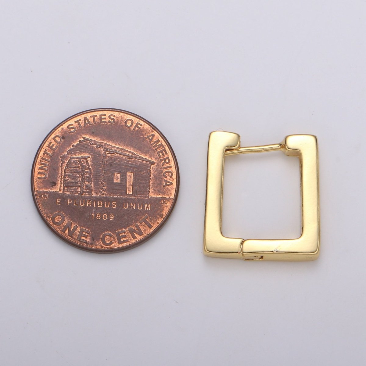 24k Gold Earrings, Square Huggie Earring, 16X15mm Square Earrings, DIY Earrings, Everyday Wear Earrings Gift Jewelry Earring P-032 - DLUXCA