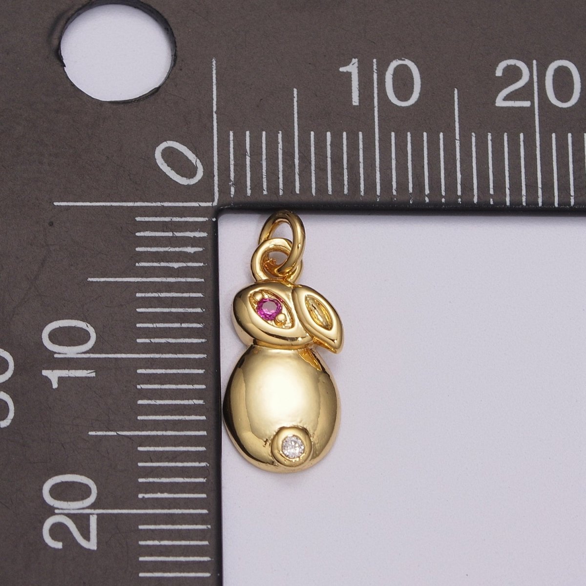 24k Gold Filed CZ Micro Pave Rabbit Bunny Charm Pendant Medallion Charm Cubic Zirconia M-902 M-903