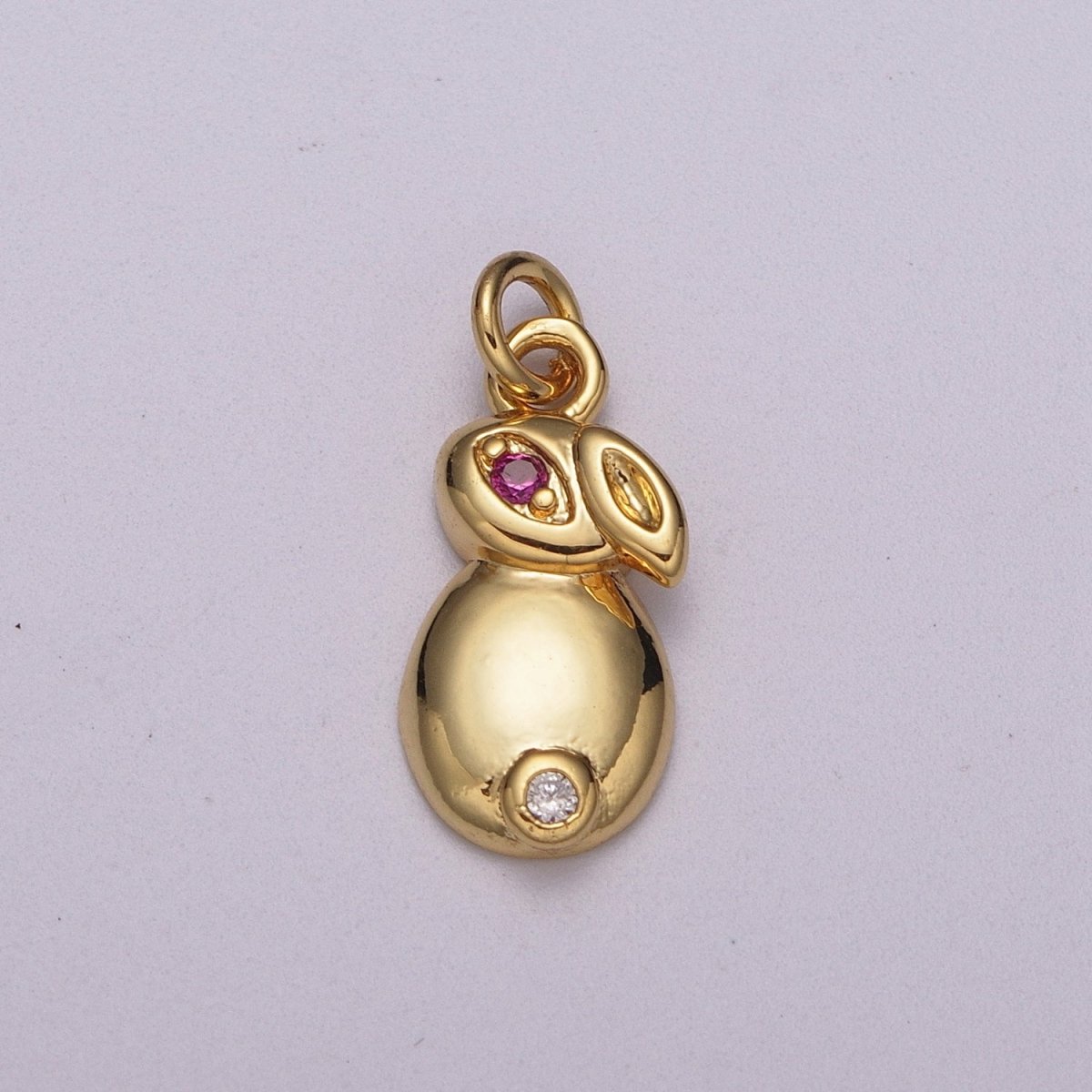 24k Gold Filed CZ Micro Pave Rabbit Bunny Charm Pendant Medallion Charm Cubic Zirconia M-902 M-903