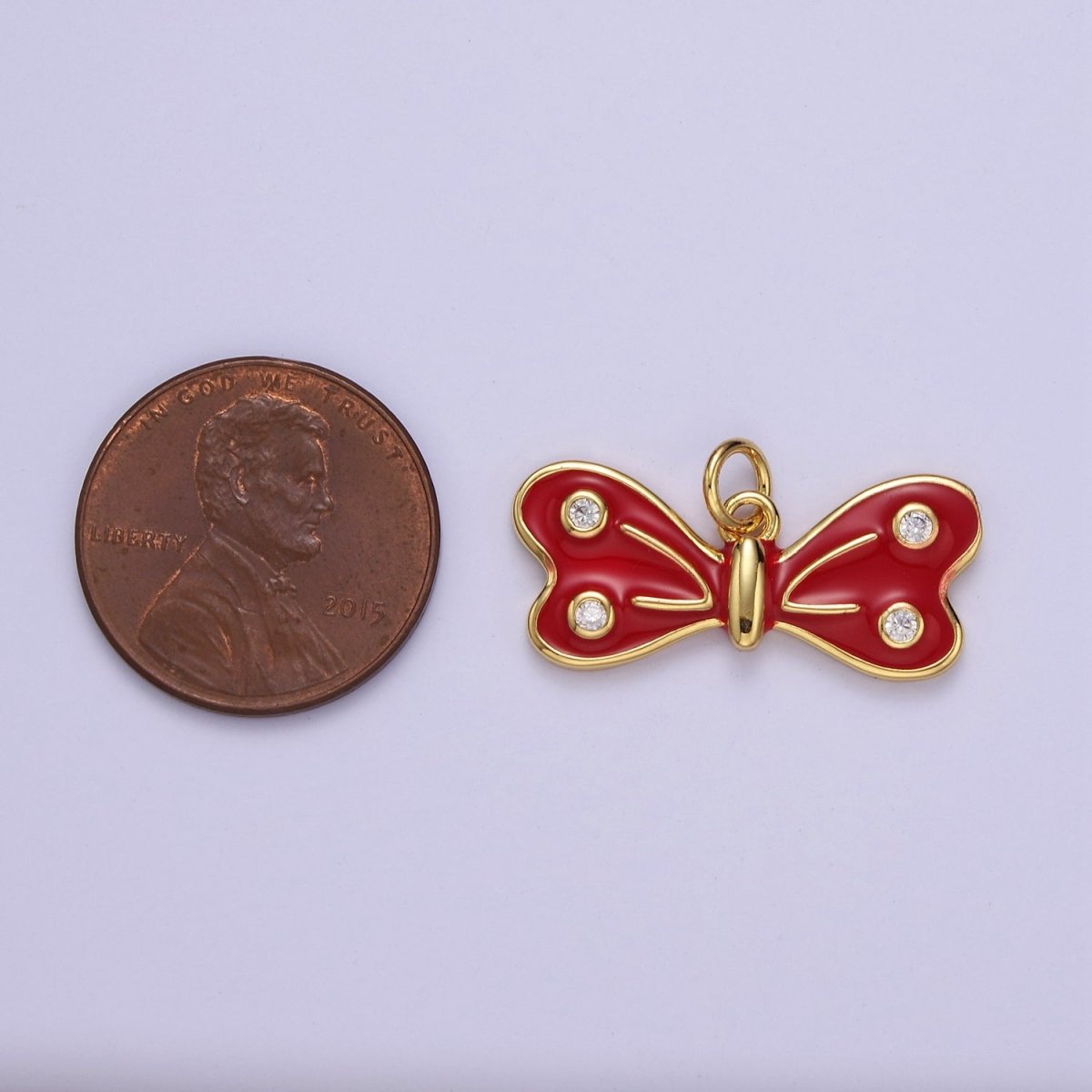 24k Gold Fill Enamel Butterfly Charm, Mini Butterfly Charm, Animal Gold Butterfly E-765 E-766 E-767