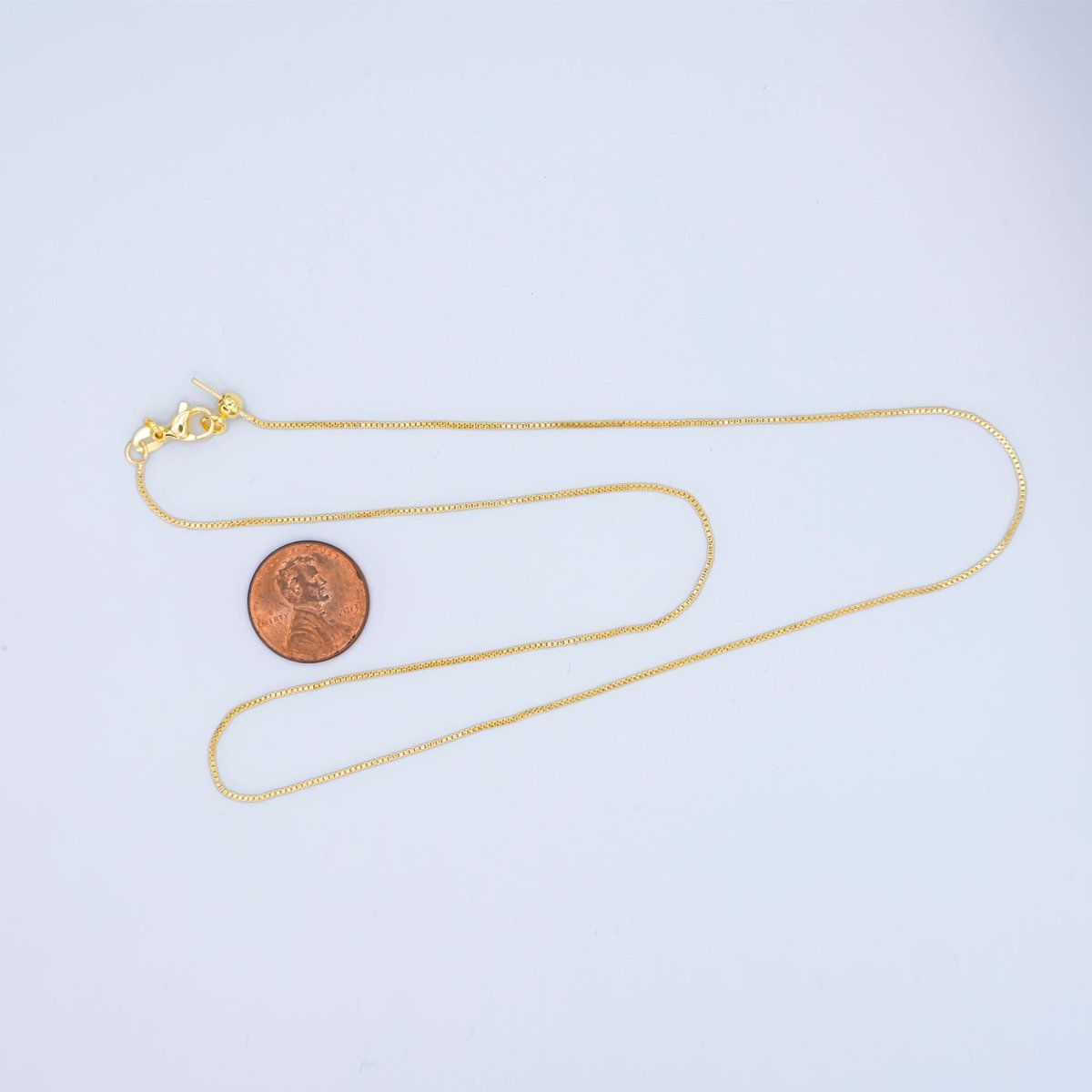 24K Gold Filled 0.9mm Box Chain 19 Inch Adjustable Threader Necklace | WA - 2738 - DLUXCA