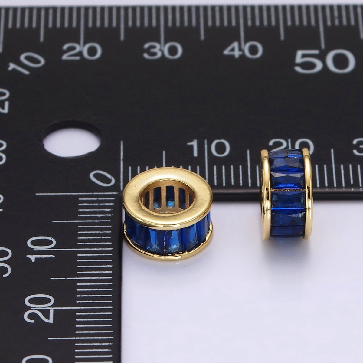 24K Gold Filled 10.5mm Baguette CZ Rhondelle Bead | B006