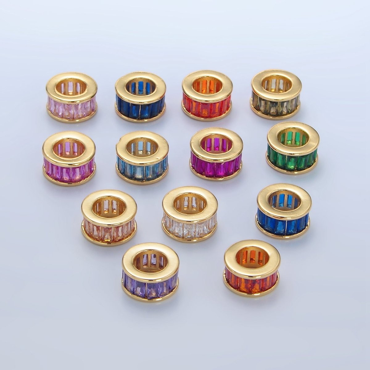 24K Gold Filled 10.5mm Baguette CZ Rhondelle Bead | B006