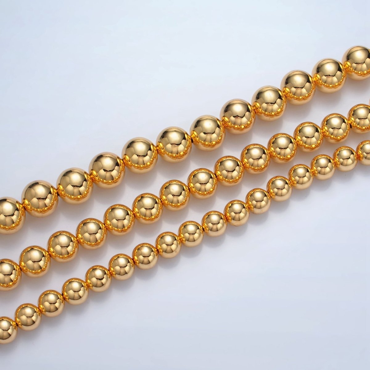 24K Gold Filled 10mm, 12mm, 14mm Beaded Bubble Magnetic Closure 18.5 Inch Necklace | WA-2635 ~ WA-2637
