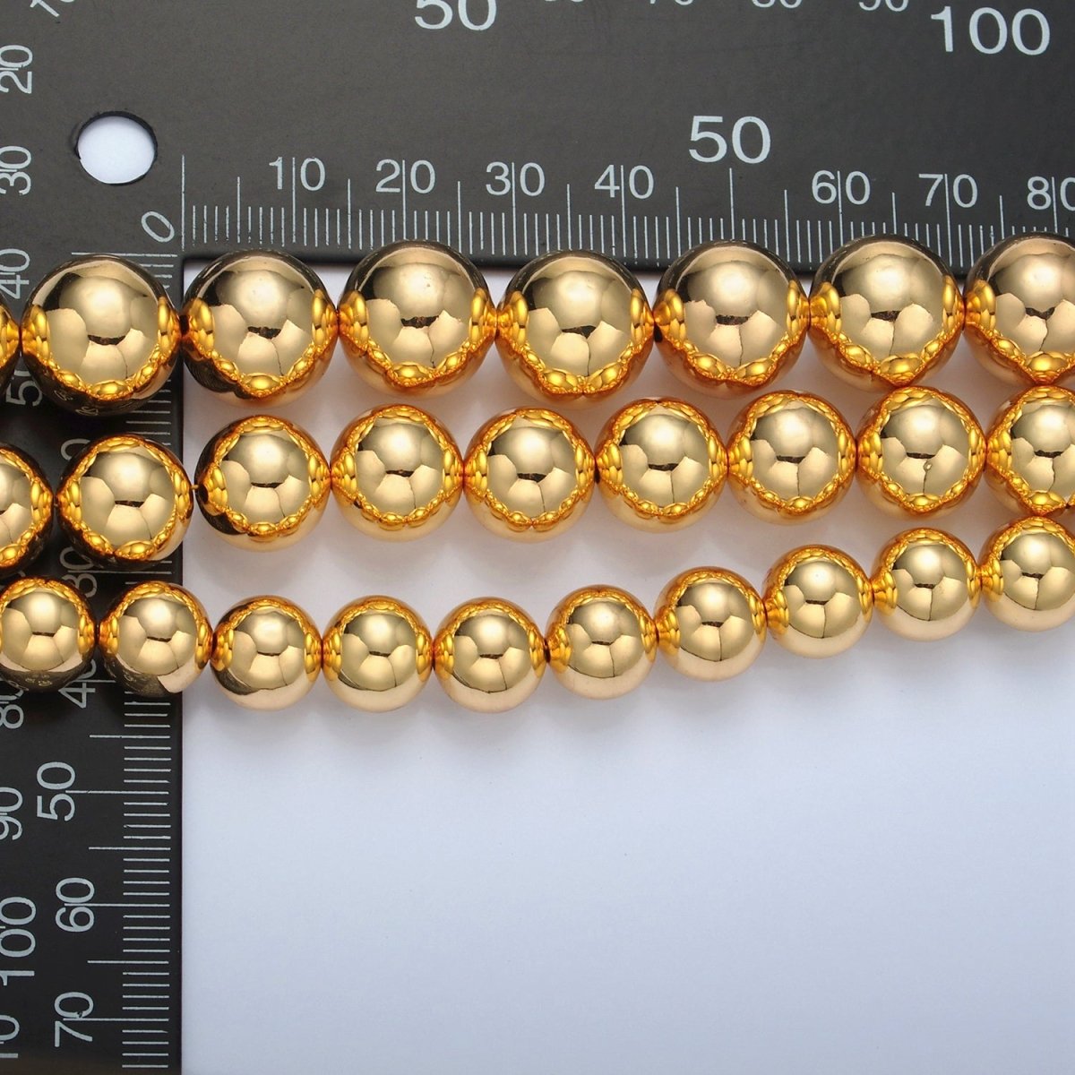 24K Gold Filled 10mm, 12mm, 14mm Beaded Bubble Magnetic Closure Bracelet | WA-2638 ~ WA-2640