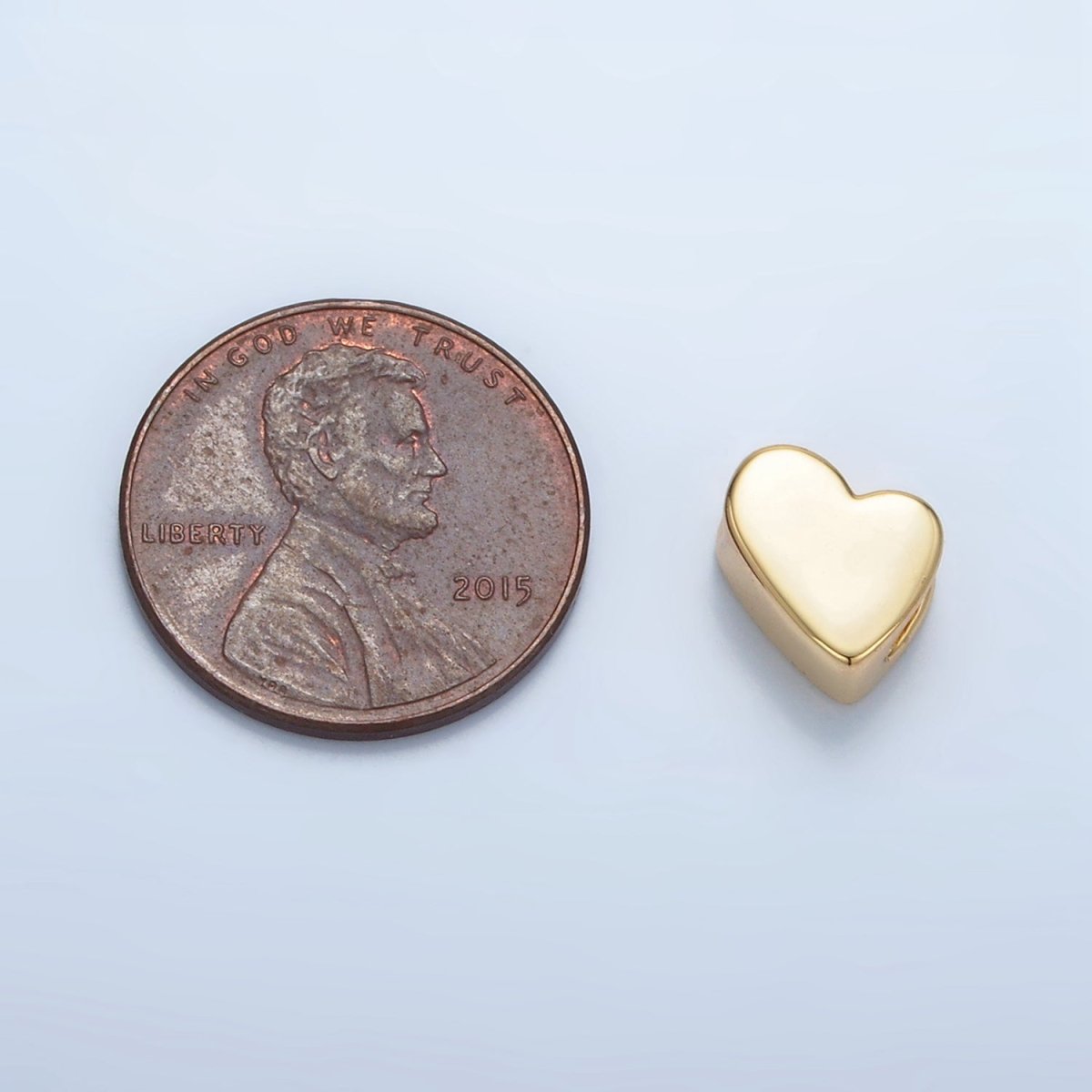 24K Gold Filled 10mm Abstract Heart Minimalist Bead in Gold & Silver | B092