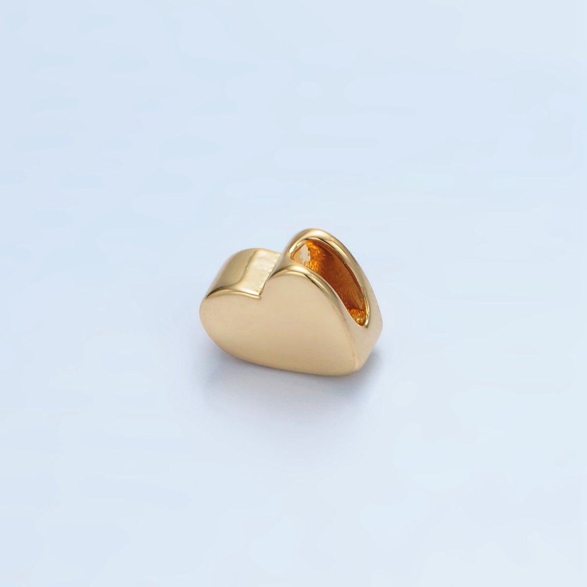 24K Gold Filled 10mm Abstract Heart Minimalist Bead in Gold & Silver | B092