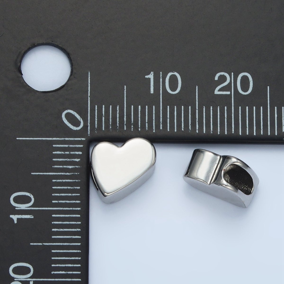 24K Gold Filled 10mm Abstract Heart Minimalist Bead in Gold & Silver | B092