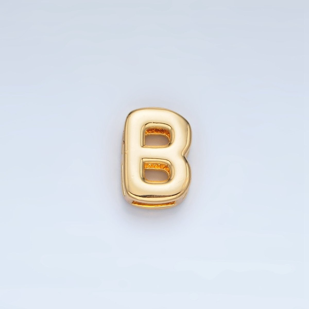 24K Gold Filled 10mm Chubby Minimalist Alphabet Letter Initial Personalized Bead | A1578-A1590