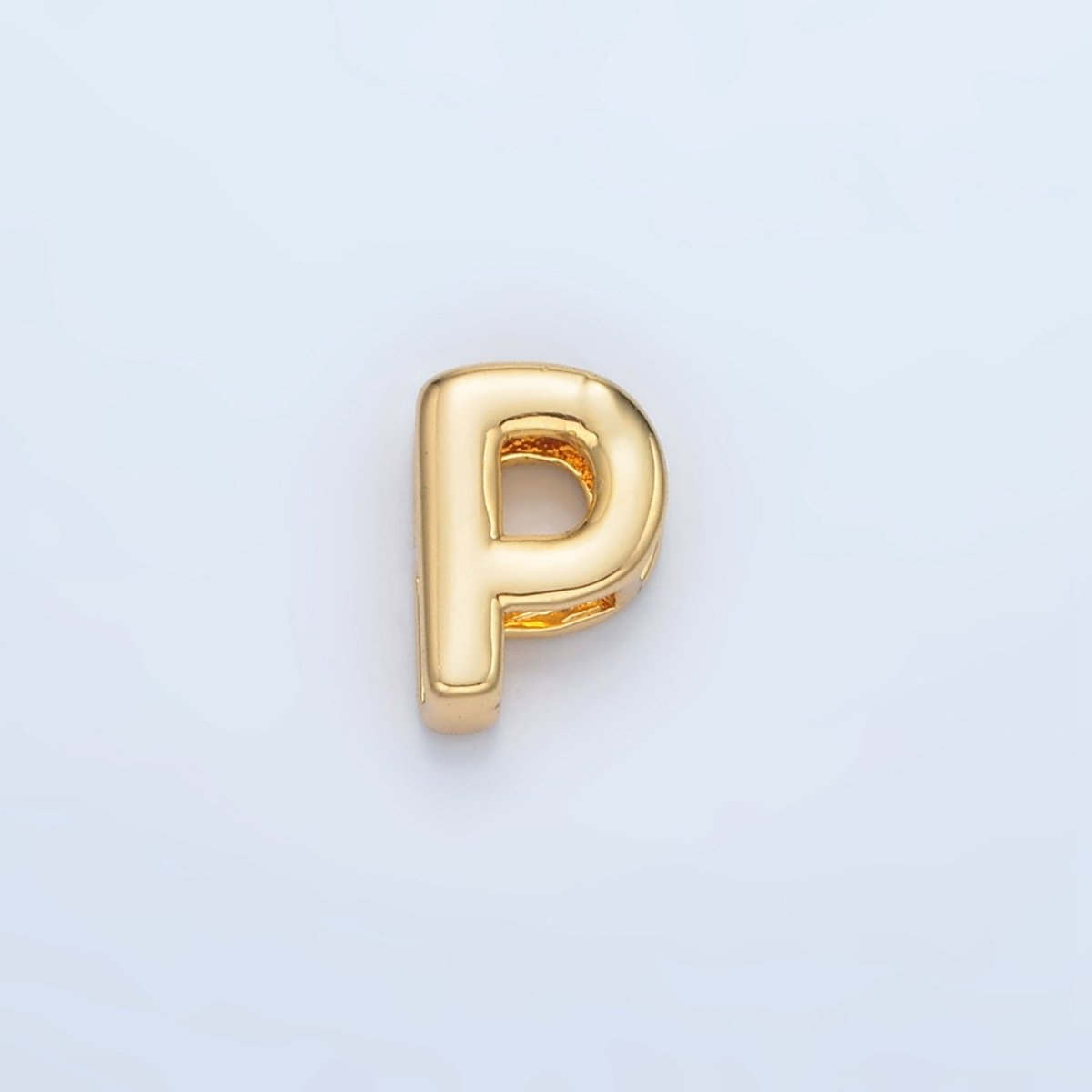 24K Gold Filled 10mm Chubby Minimalist Alphabet Letter Initial Personalized Bead | A1578-A1590