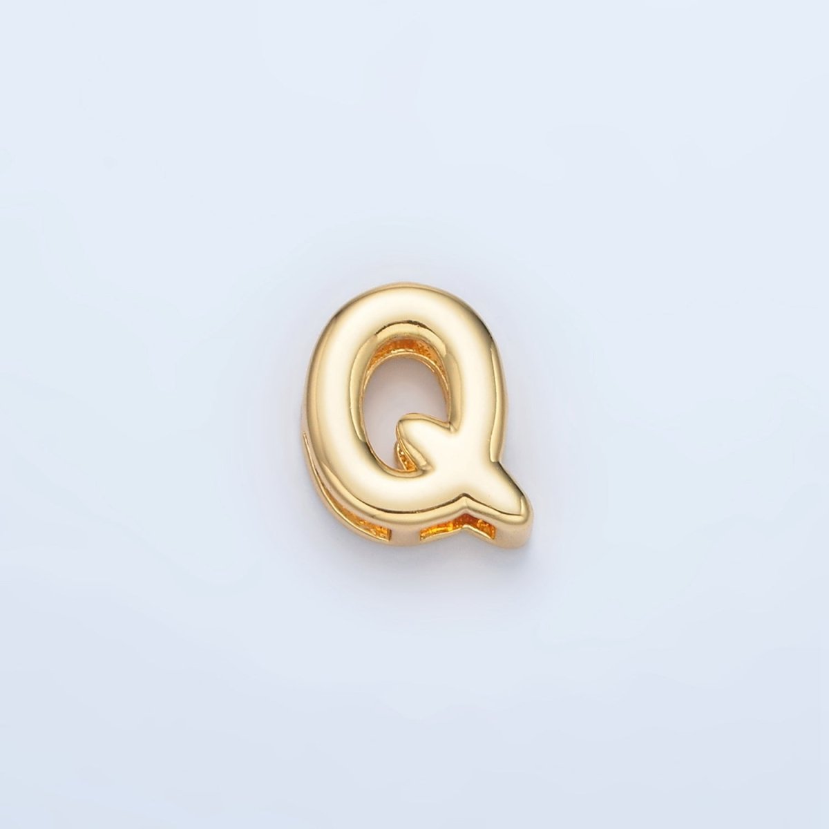 24K Gold Filled 10mm Chubby Minimalist Alphabet Letter Initial Personalized Bead | A1578-A1590