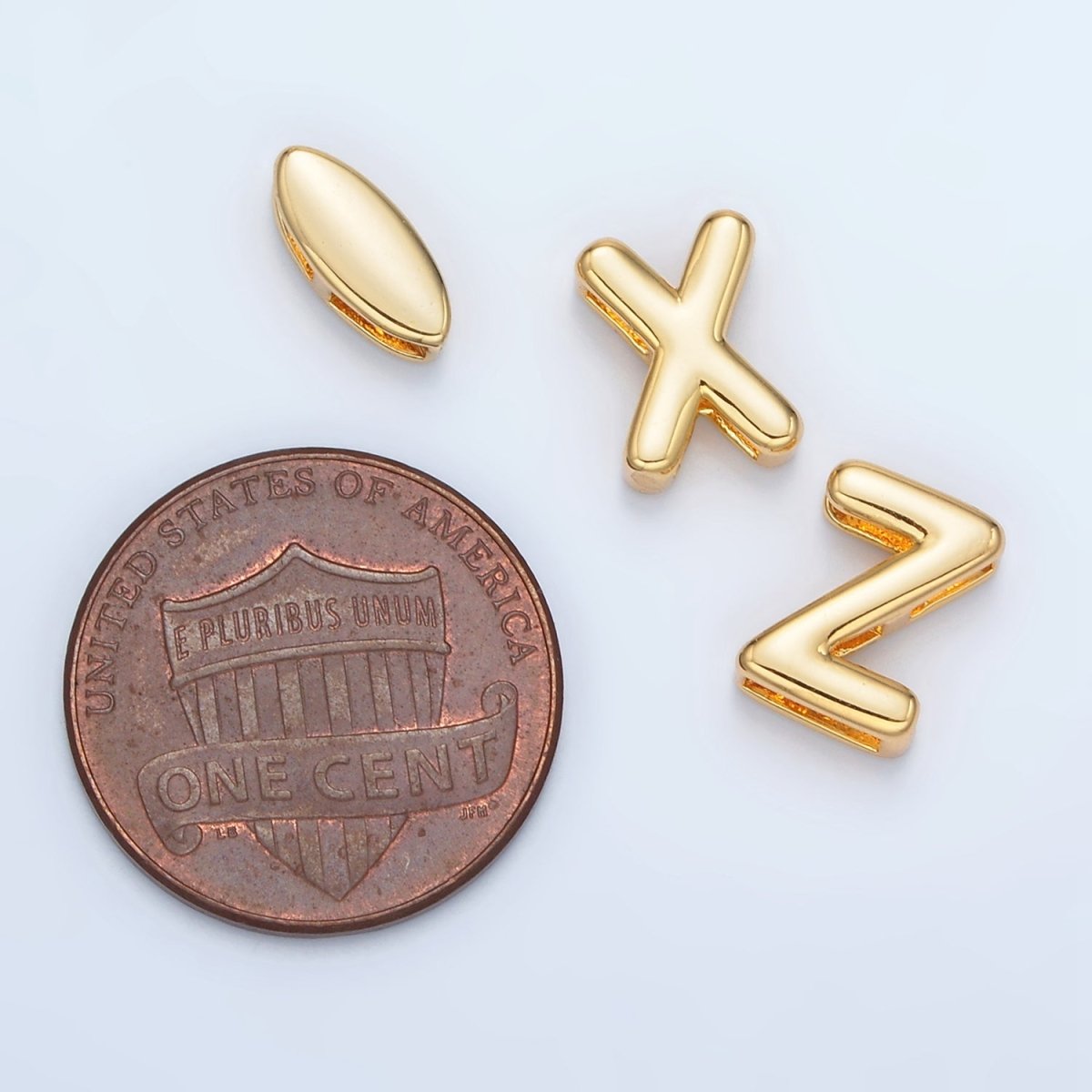 24K Gold Filled 10mm Chubby Minimalist Alphabet Letter Initial Personalized Bead | A1578-A1590