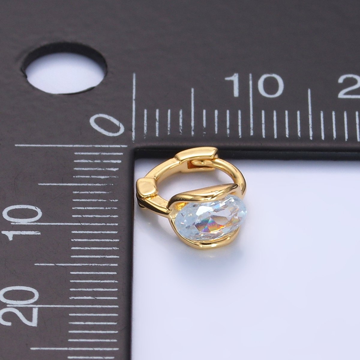 24K Gold Filled 10mm Clear CZ Cartilage Huggie Earrings | AB982 - DLUXCA