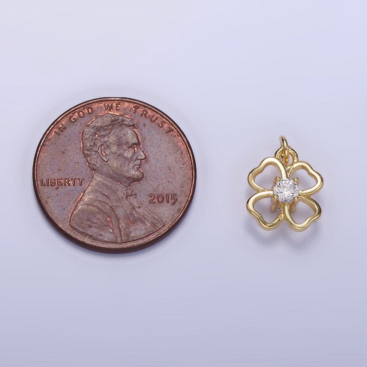 24K Gold Filled 10mm CZ Open Flower Mini Charm in Gold & Silver | C588