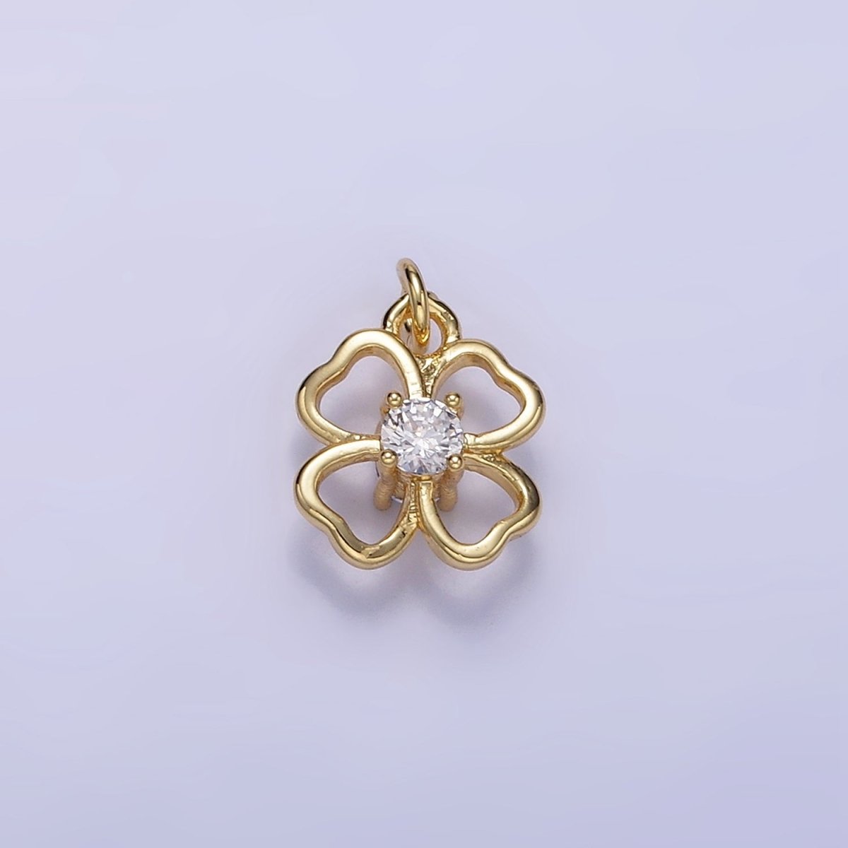 24K Gold Filled 10mm CZ Open Flower Mini Charm in Gold & Silver | C588