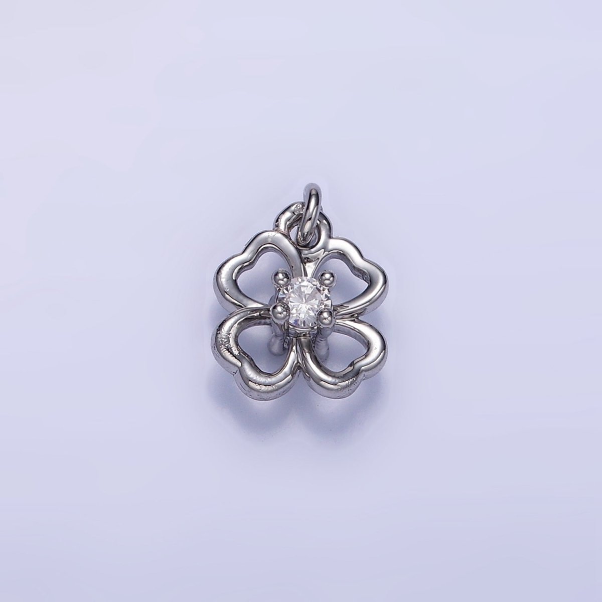 24K Gold Filled 10mm CZ Open Flower Mini Charm in Gold & Silver | C588