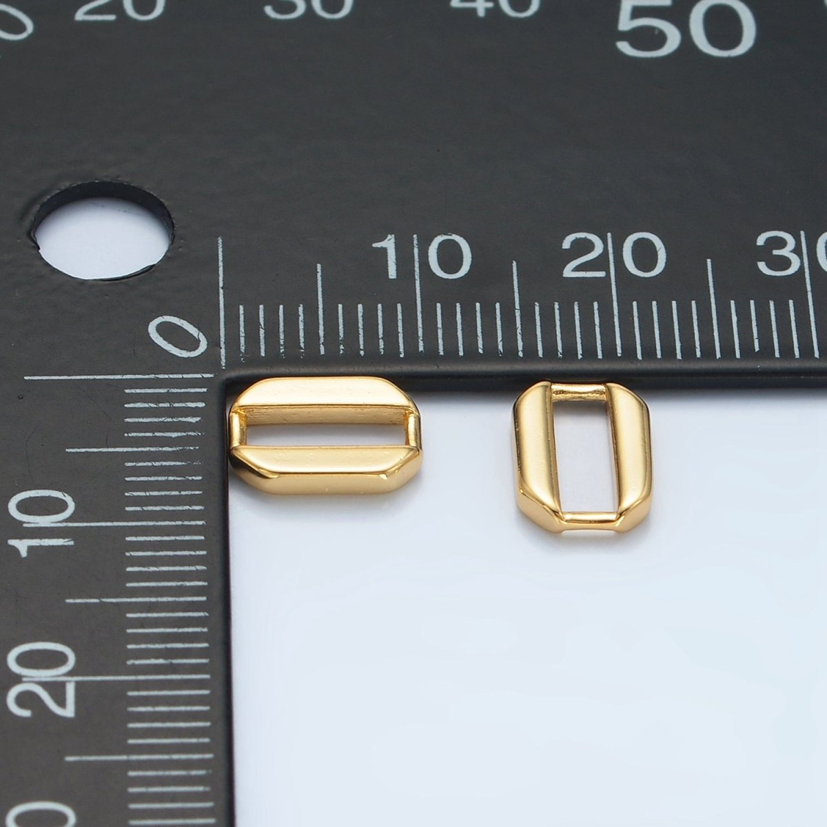 24K Gold Filled 10mm Edged Oblong Link Findings in Gold & Silver | Z860