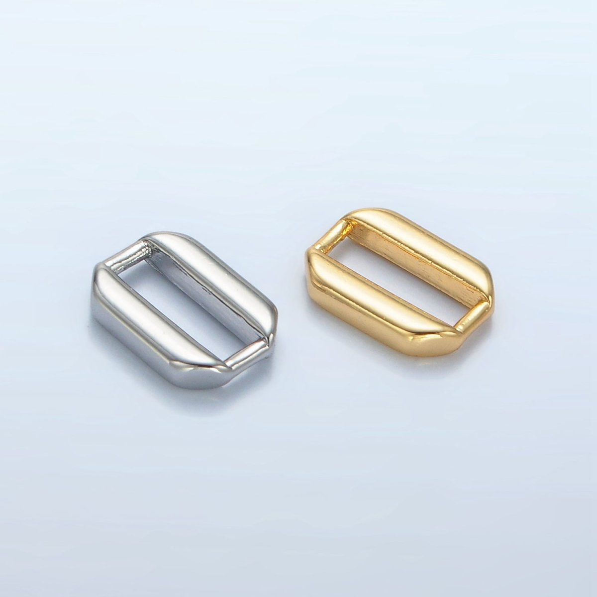 24K Gold Filled 10mm Edged Oblong Link Findings in Gold & Silver | Z860