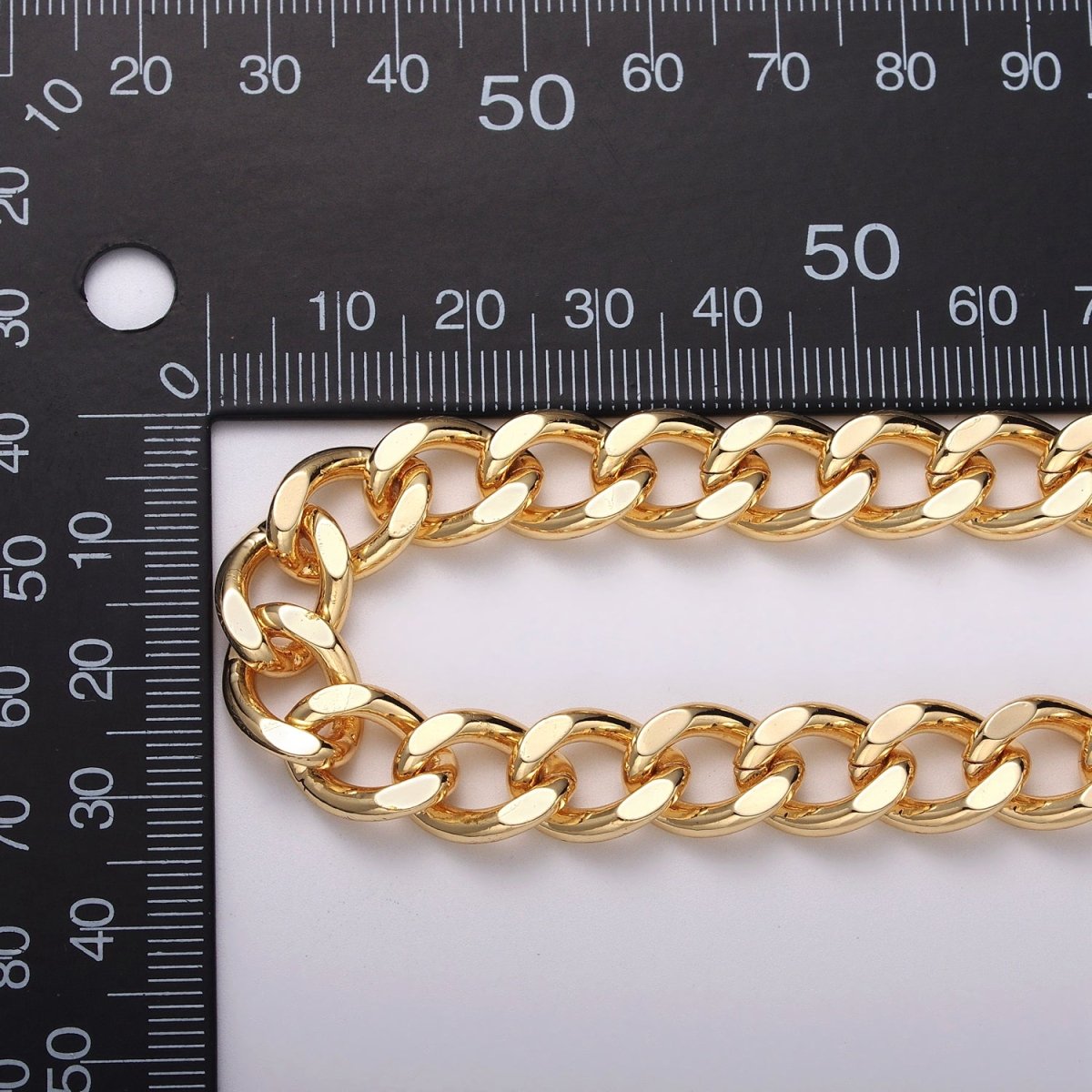 24k Gold Filled 10mm Flat Link Curb Unfinished Statement Chain in Gold & Silver | ROLL-1066, ROLL-1078 Clearance Pricing