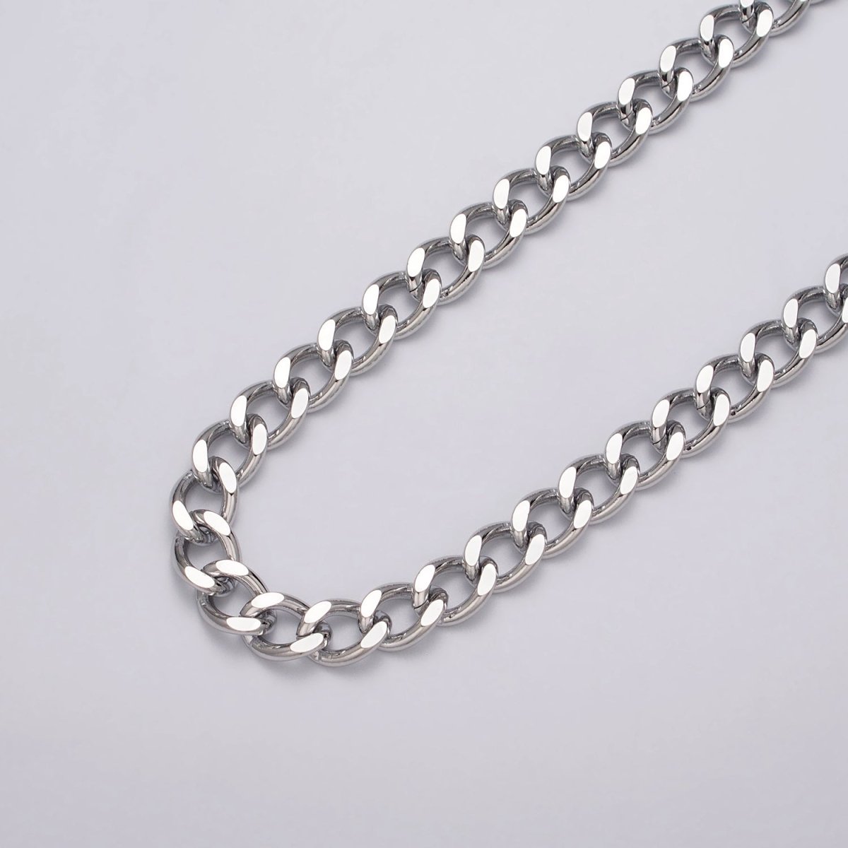 24k Gold Filled 10mm Flat Link Curb Unfinished Statement Chain in Gold & Silver | ROLL-1066, ROLL-1078 Clearance Pricing