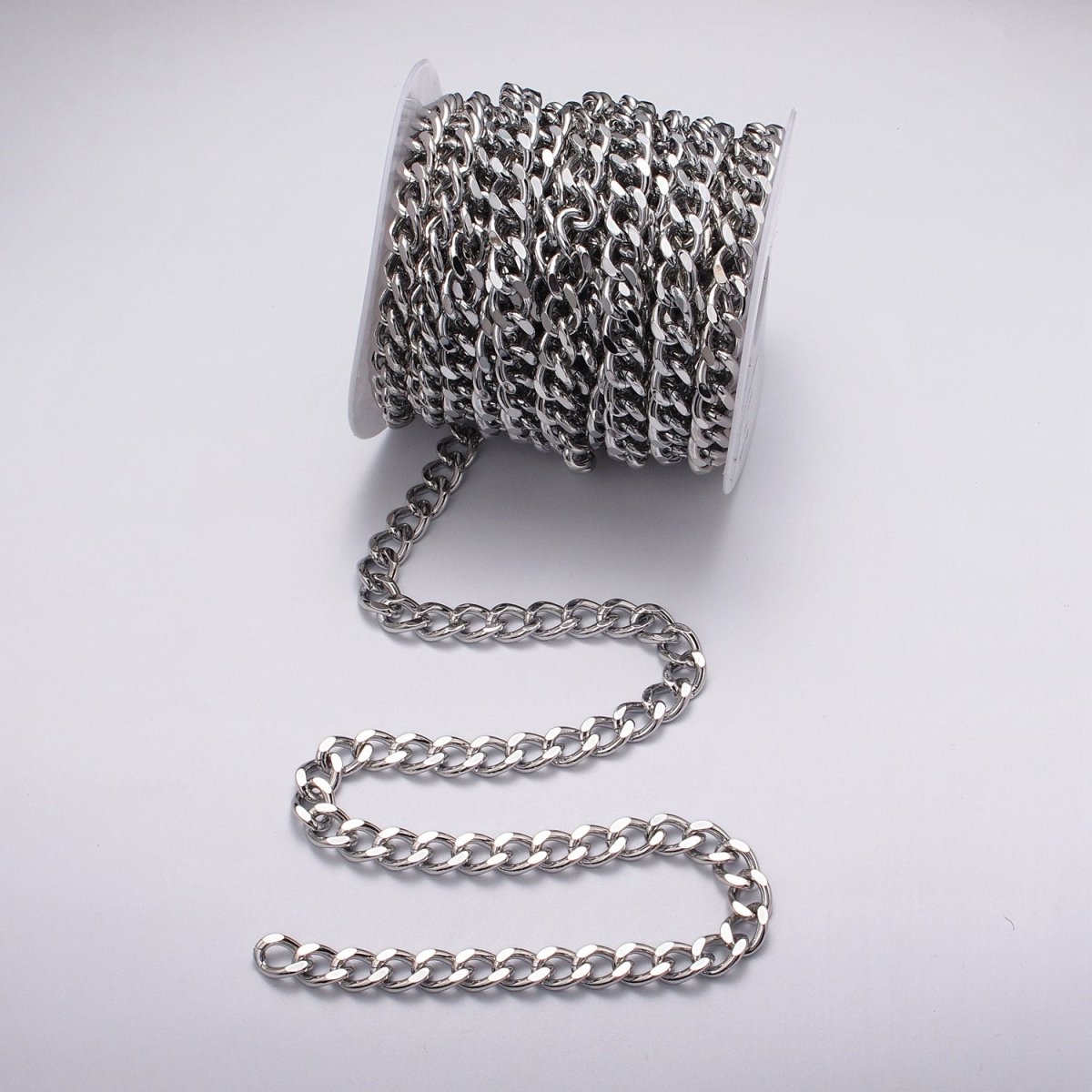 24k Gold Filled 10mm Flat Link Curb Unfinished Statement Chain in Gold & Silver | ROLL-1066, ROLL-1078 Clearance Pricing